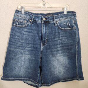 Judy Blue Womens Distressed Denim Shorts 2XL High Rise Relaxed Fit Casual Summer